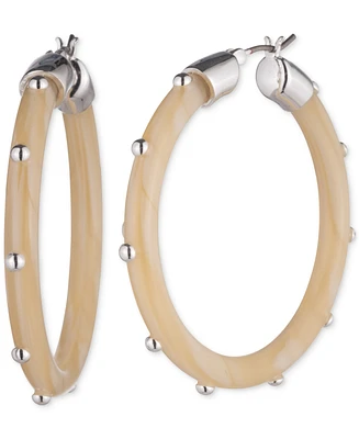 Lauren Ralph Lauren Silver-Tone Cream Medium Hoop Earrings, 1.6"