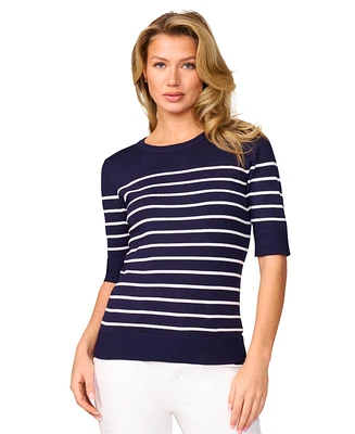 Melissa Paige Women's Striped Crew-Neck Elbow-Sleeve Sweater, Regular & Petite