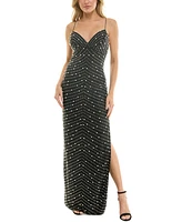 B Darlin Juniors' Embellished V-Neck Sleeveless Gown