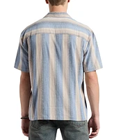 Men's Salaman Short Sleeve Button-Front Striped Camp Shirt