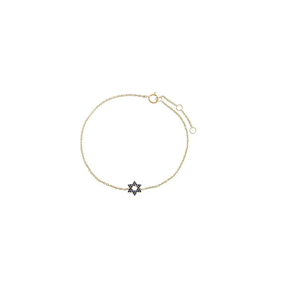 Sapphire Blue Star Of David Bracelet 14K