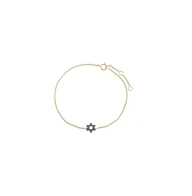 Sapphire Blue Star Of David Bracelet 14K