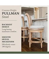 Maven Lane Pullman Counter Stool, Weathered Oak Finish & Sand Color, Set of 2
