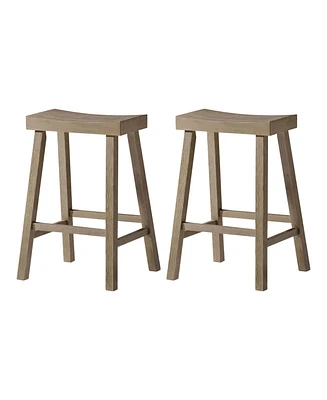 Maven Lane Vincent Wooden Rustic Aesthetic Kitchen Counter Stool, Set of 2