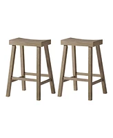 Maven Lane Vincent Wooden Rustic Aesthetic Kitchen Counter Stool, Set of 2