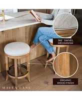 Maven Lane Eva Counter Stool in Weathered Oak Finish, Sand Color, Set of 4