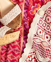 Liverpool Los Angeles Womens Floral Print Spaghetti Strap Maxi Dress Crochet Lace Short Sleeve Cotton Bolero Sweater