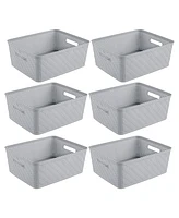 Sterilite 14'' x 11.5'' x 5'' Woven Rectangular Short Basket Organizer (6 Pack)