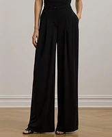 Lauren Ralph Women's Pleated Stretch Jersey Wide-Leg Pants, Regular & Petite