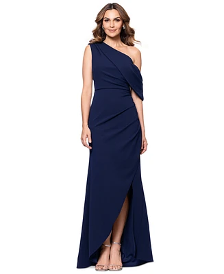 Betsy & Adam Women's Off-The-Shoulder Side-Drape Gown