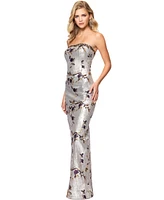 Betsy & Adam Women's Floral Sequined Strapless Gown