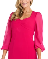 R & M Richards Petite Sweetheart-Neck Chiffon-Sleeve Dress