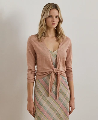 Lauren Ralph Women's Tie-Front Linen Cardigan