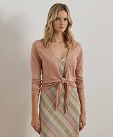 Lauren Ralph Women's Tie-Front Linen Cardigan