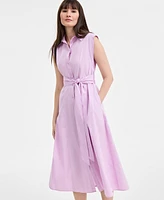 On 34th Women's Cotton Belted Midi Shirtdress, Exclusively at Macy's