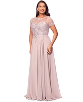 Xscape Petite Embellished Illusion-Bodice Gown