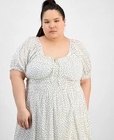 And Now This Plus Size Clip Dot Scoop-Neck Maxi Dress, Exclusively at Macy's