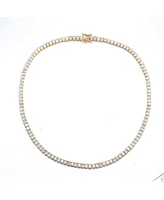 Sterling Silver 14K Gold Plated with Cubic Zirconia Classic Tennis Necklace