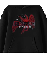 Led Zeppelin Boys Red Icarus Logo Long Sleeve Youth Black Hooded Sweatshirt-Small