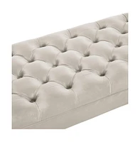 Velvet Tufted Bench for Bedroom, Living Room & Entryway, Window with Spindle Wooden Legs-The Pop Home