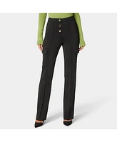 Bebe Women's High Waist Straight Leg Patch Pocket Knit Pant