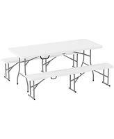 Outsunny 6FT 3-Piece Portable Picnic Table Bench Set,