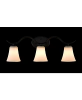 Moose Baldo Farmhouse Black Bathroom Vanity Light Fixture with Milk Glass Shade 3-Light