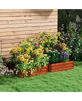 Outsunny Set of 2 Raised Garden Bed Galvanized Planter Box,