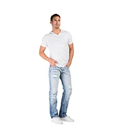 Level 7 Men's Slim Straight Leg Destroyed Mended Premium Denim Jeans