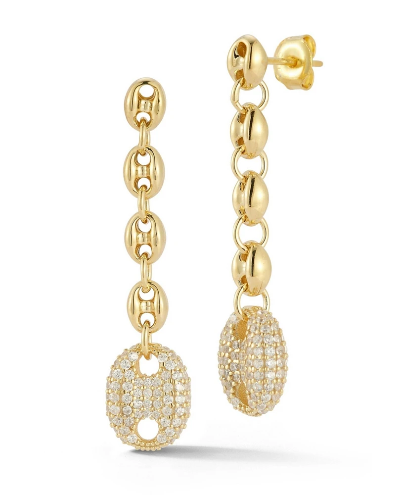 Rachel Zoe 14K Gold Plated Sterling Silver Pave Mariner Link Drop Earrings