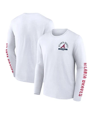 Fanatics Men's White Atlanta Braves Press Box Long Sleeve T-Shirt