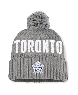 Fanatics Women's Gray Toronto Maple Leafs Heritage Tilly Cuffed Knit Hat with Pom