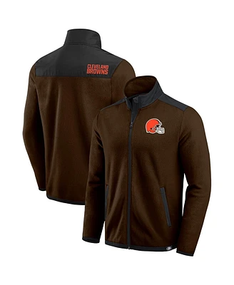 Darius Rucker Collection by Fanatics Men's Brown Cleveland Browns Color Block Polar Fleece Full-Zip Jacket