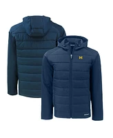 Cutter & Buck Men's Navy Michigan Wolverines Evoke Hybrid Softshell Full-Zip Hoodie Jacket