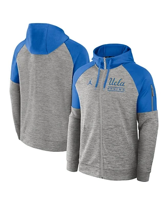 Jordan Men's Heather Gray Ucla Bruins Fitness Raglan Performance Full-Zip Hoodie