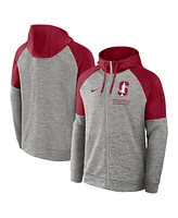 Nike Men's Heather Gray Stanford Cardinal Fitness Raglan Performance Full-Zip Hoodie