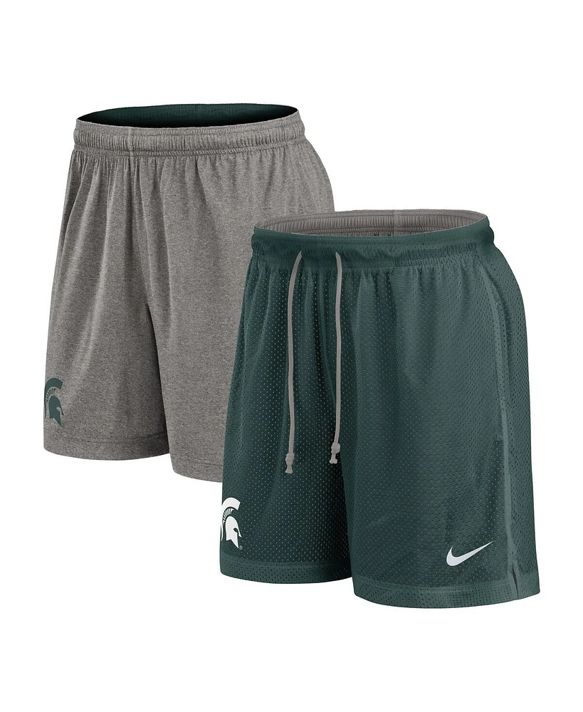 Nike Men's Green/Heather Gray Michigan State Spartans Player Reversible Shorts