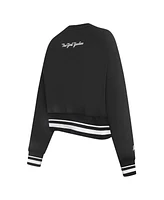 Pro Standard Women's Black New York Yankees Cultivated Pearl Cropped Pullover Sweatshirt