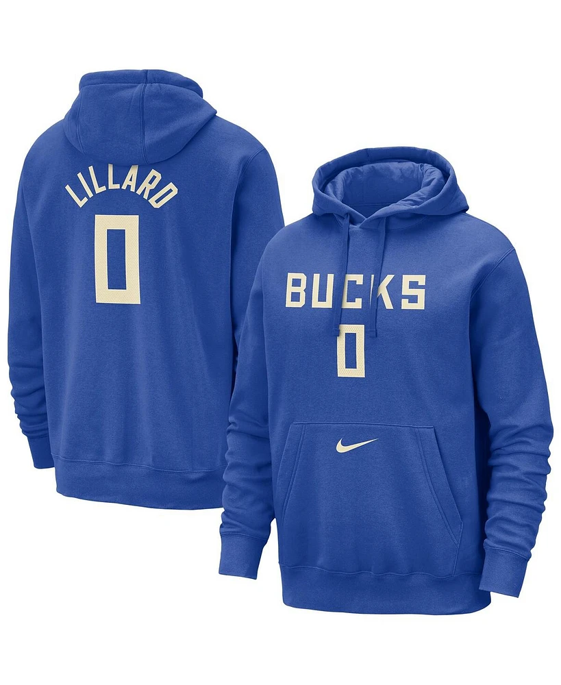 Nike Men's Damian Lillard Royal Milwaukee Bucks 2024/25 City Edition Name Number Pullover Hoodie