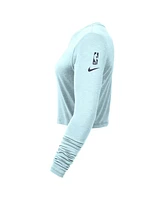 Nike Women's Light Blue San Antonio Spurs 2024/25 City Edition Essential Logo Slim Fit Long Sleeve Cropped T-Shirt