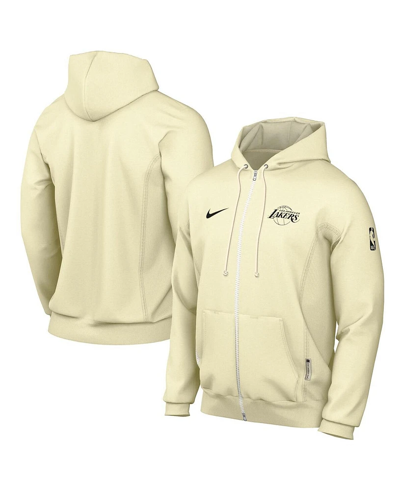 Nike Men's Cream Los Angeles Lakers Authentic Standard Issue Full-Zip Hoodie Jacket