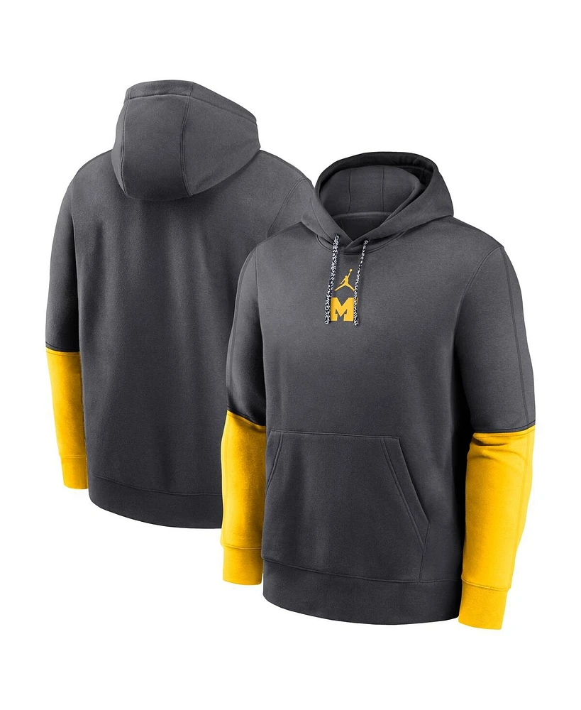 Jordan Men's Anthracite/Maize Michigan Wolverines 2024 Sideline Club Pullover Hoodie