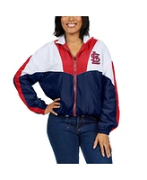 Wear by Erin Andrews Women's White/Navy St. Louis Cardinals Color Block Full-Zip Windbreaker Jacket