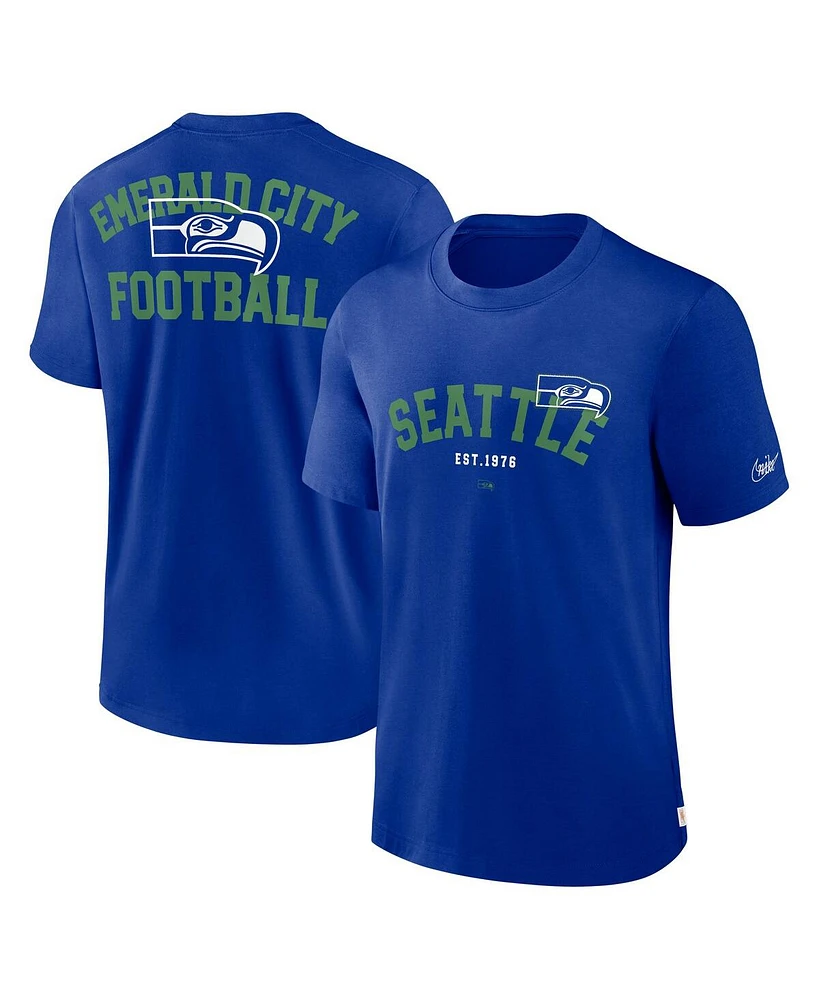 Nike Men's Royal Seattle Seahawks Rewind Slogan T-Shirt
