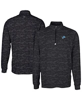 Cutter & Buck Men's Black Detroit Lions Traverse Camo Print Stretch Quarter-Zip Top