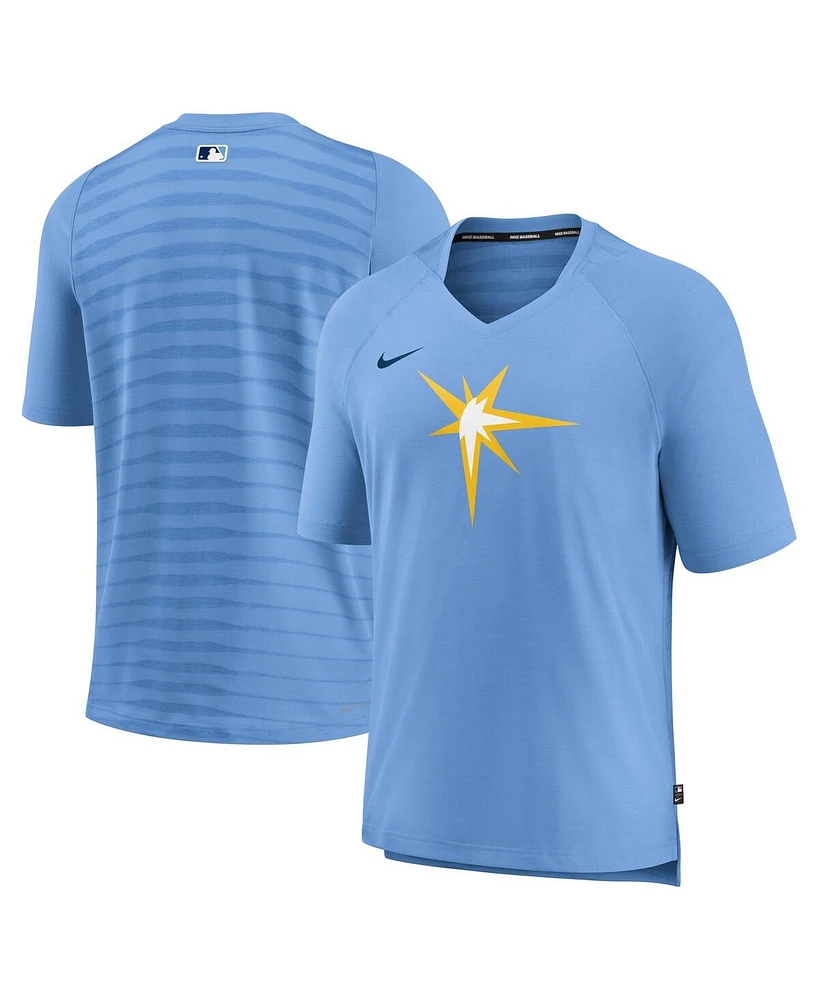 Nike Men's Light Blue Tampa Bay Rays Authentic Collection Pregame Raglan Performance V-Neck T-Shirt