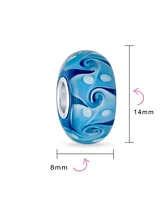 Bling Jewelry Murano Glass Charm Bead Green Red Blue Aqua Wave Swirl Spacer Bracelet