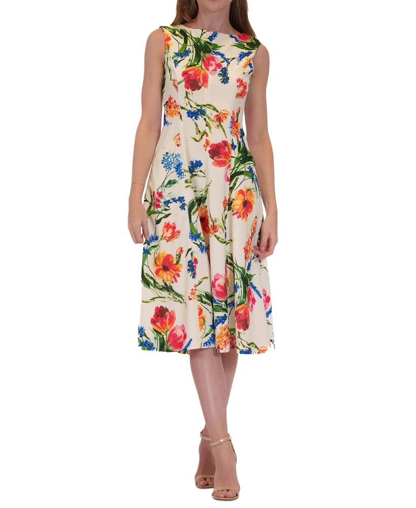 Donna Ricco Women's Floral-Print Midi Dress