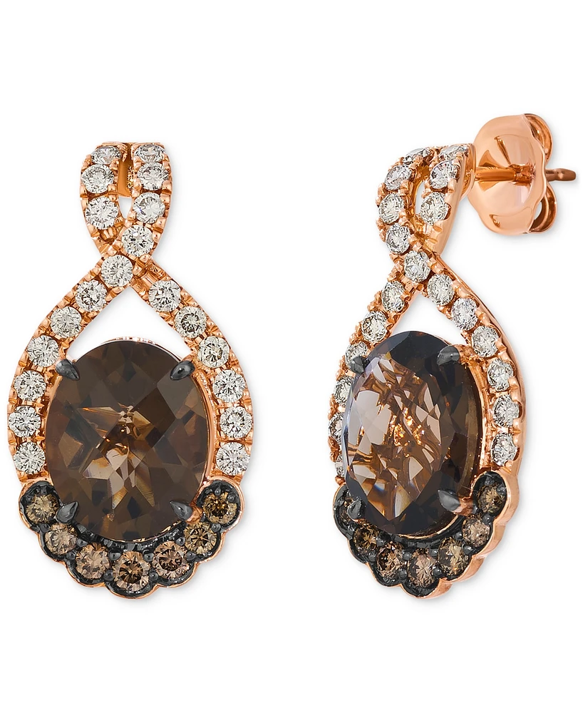 Le Vian Chocolate Quartz (4-1/2 ct. t.w.), Nude Diamond (5/8 ct. t.w.) & Chocolate Diamond (1/3 ct. t.w.) Earrings in 14k Rose Gold