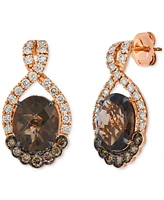 Le Vian Chocolate Quartz (4-1/2 ct. t.w.), Nude Diamond (5/8 ct. t.w.) & Chocolate Diamond (1/3 ct. t.w.) Earrings in 14k Rose Gold